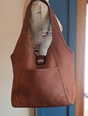 Mc Laughlin Slouchy Everyday Brown Pebbled Leather Shoulder Bag